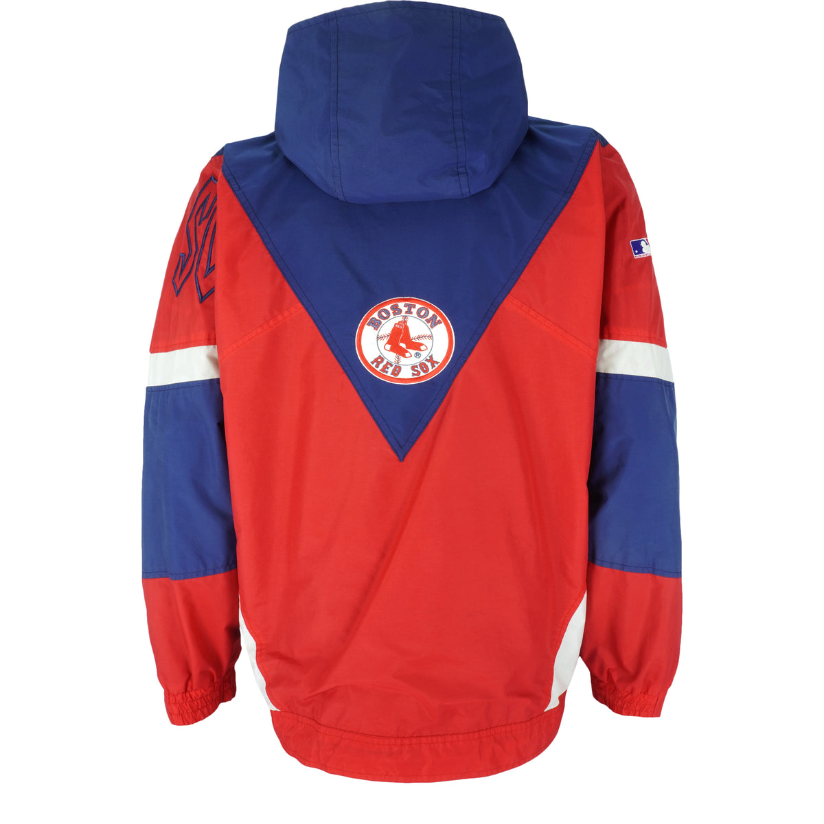 MLB (Nutmeg) - Boston Red Sox Hooded Windbreaker 1990s Large Vintage Retro Baseball