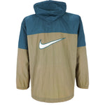 Nike - Brown & Blue 1/2 Zip Hooded Windbreaker 1990s Medium