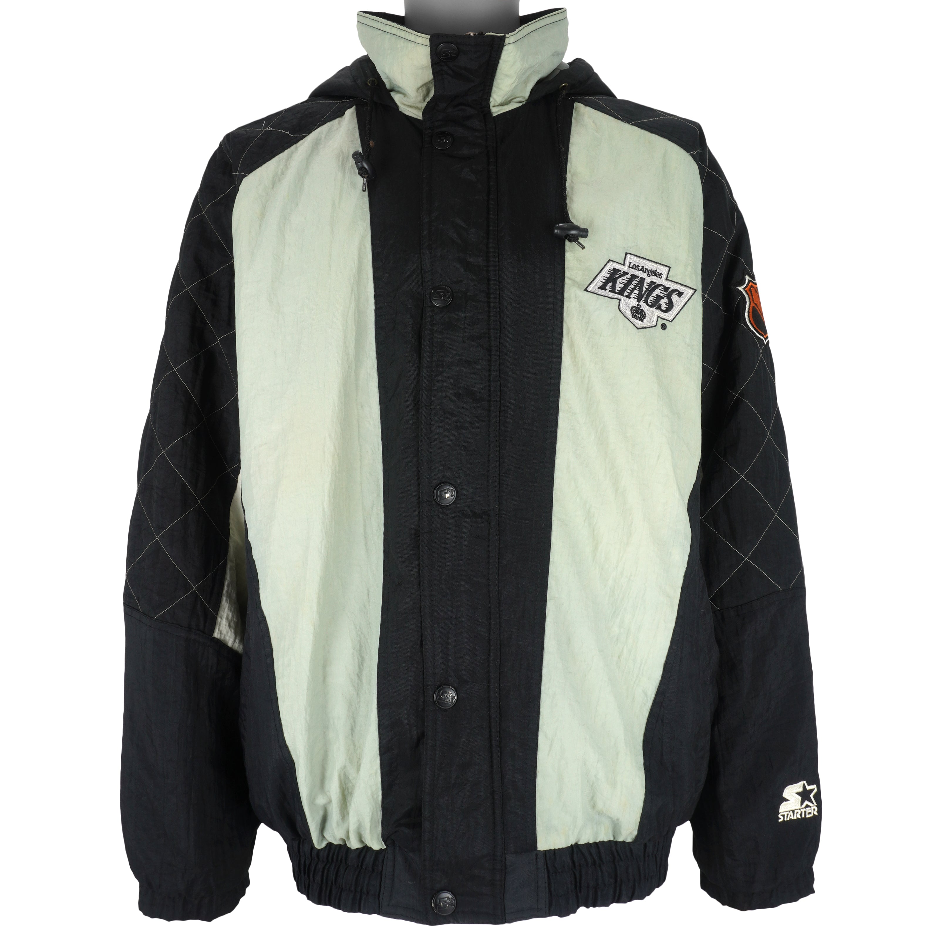 Starter - Los Angeles Kings Button-Up Hooded Jacket 1990s X-Large Vintage Retro Hockey