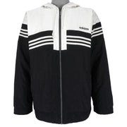 Adidas - Black & White Zip-Up Jacket 1990s Medium Vintage Retro