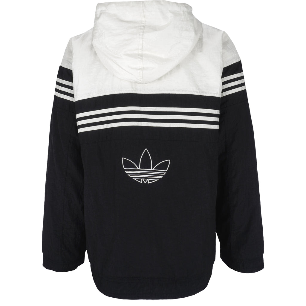 Adidas - Black & White Zip-Up Jacket 1990s Medium Vintage Retro