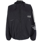 Adidas - Black Zip-Up Hooded Jacket 1990s X-Large Vintage Retro