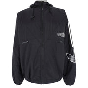 Adidas - Black Zip-Up Hooded Jacket 1990s X-Large Vintage Retro