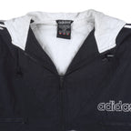 Adidas - Black Zip-Up Hooded Jacket 1990s X-Large Vintage Retro