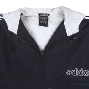 Adidas - Black Zip-Up Hooded Jacket 1990s X-Large Vintage Retro
