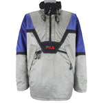 FILA - Silver 1/4 Zip Jacket 1990s XX-Large Vintage Retro