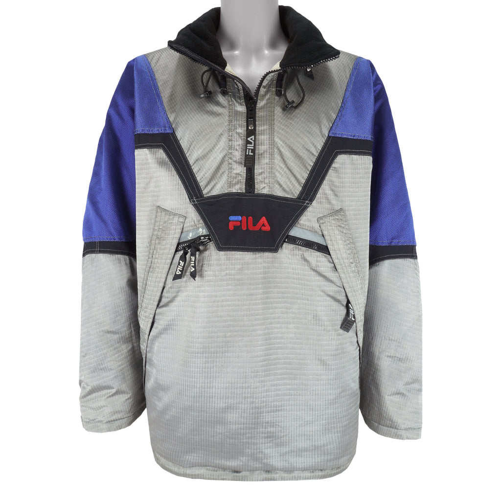 FILA - Silver 1/4 Zip Jacket 1990s XX-Large Vintage Retro