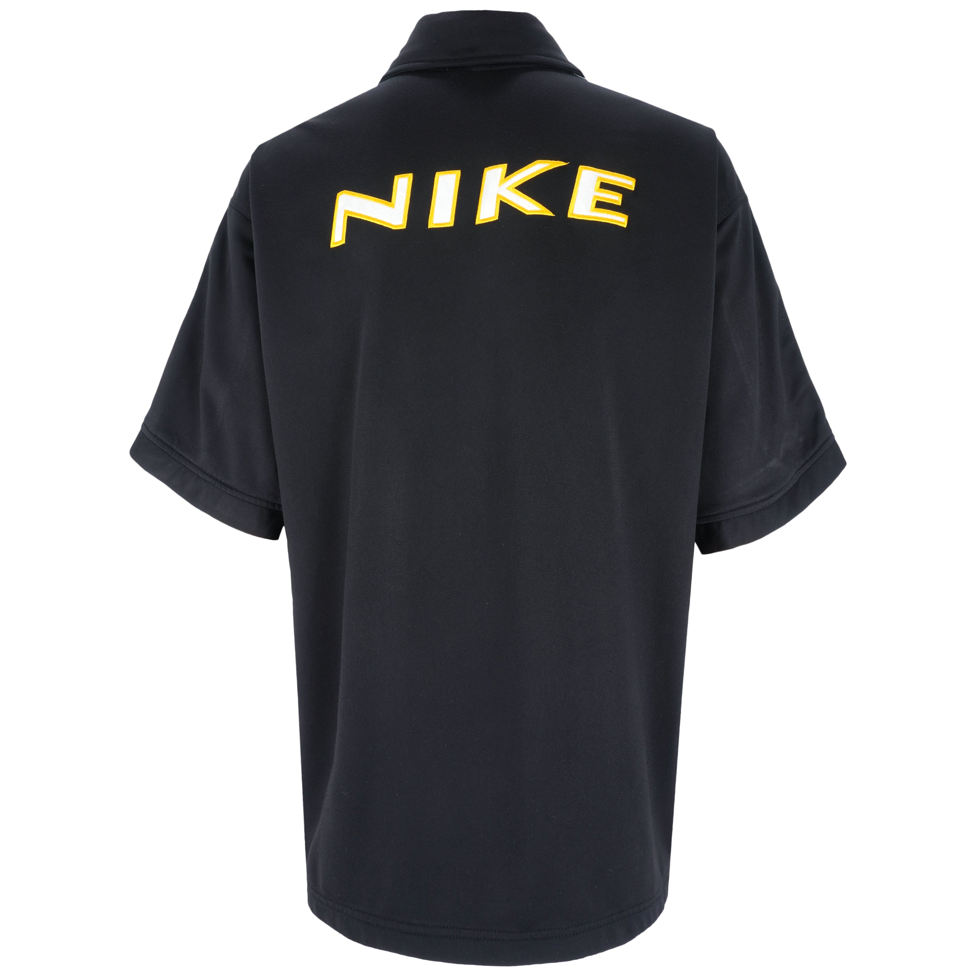 Nike - Black & Green Zip-Up T-Shirt 1990s X-Large Vintage Retro