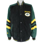 NFL - Green Bay Packers Zip Up Suede Jacket 1990s Large Vintage Retro Football