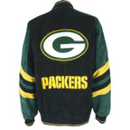 NFL - Green Bay Packers Zip Up Suede Jacket 1990s Large Vintage Retro Football