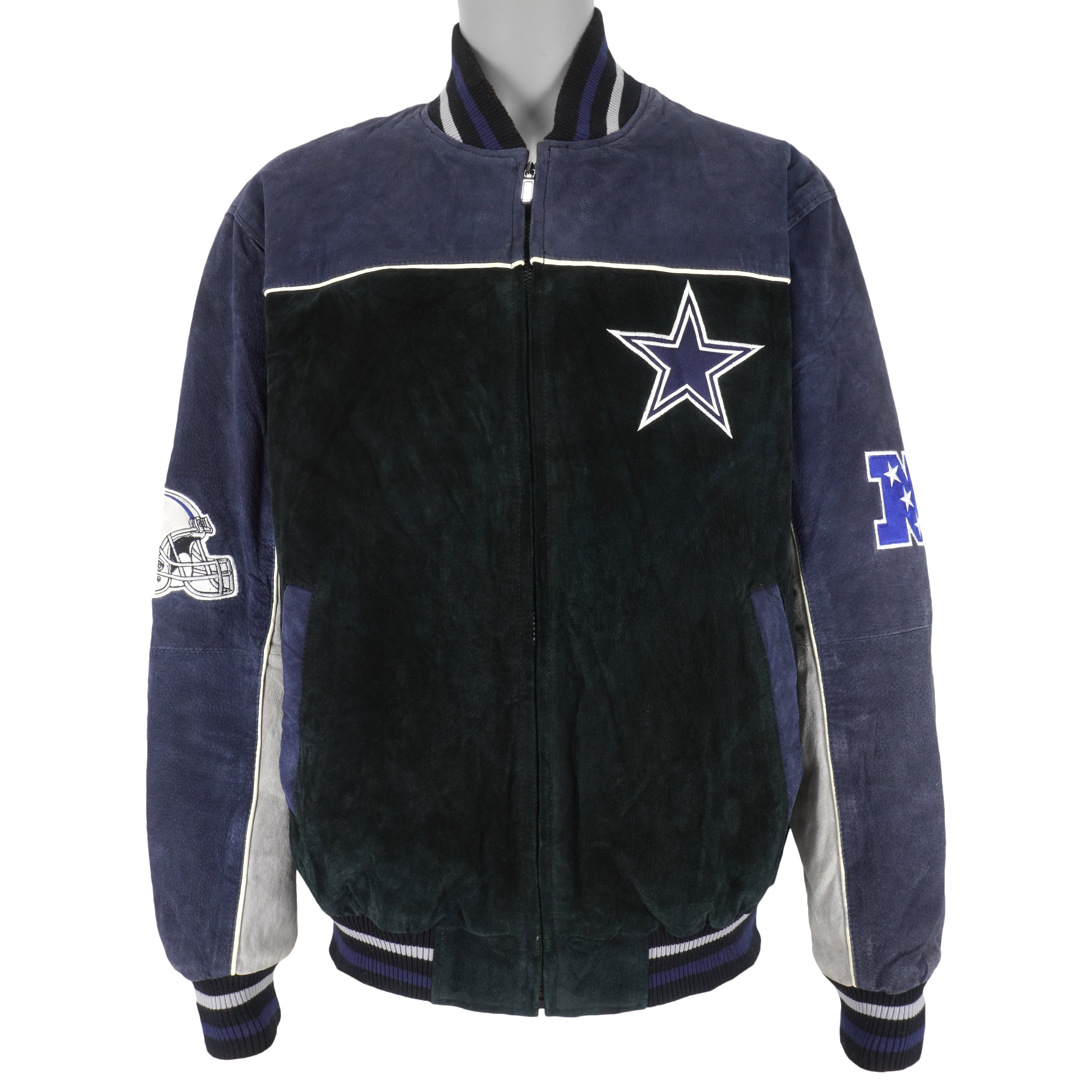 NFL - Dallas Cowboys Zip-Up Suede Jacket 1990s Large Vintage Retro Football