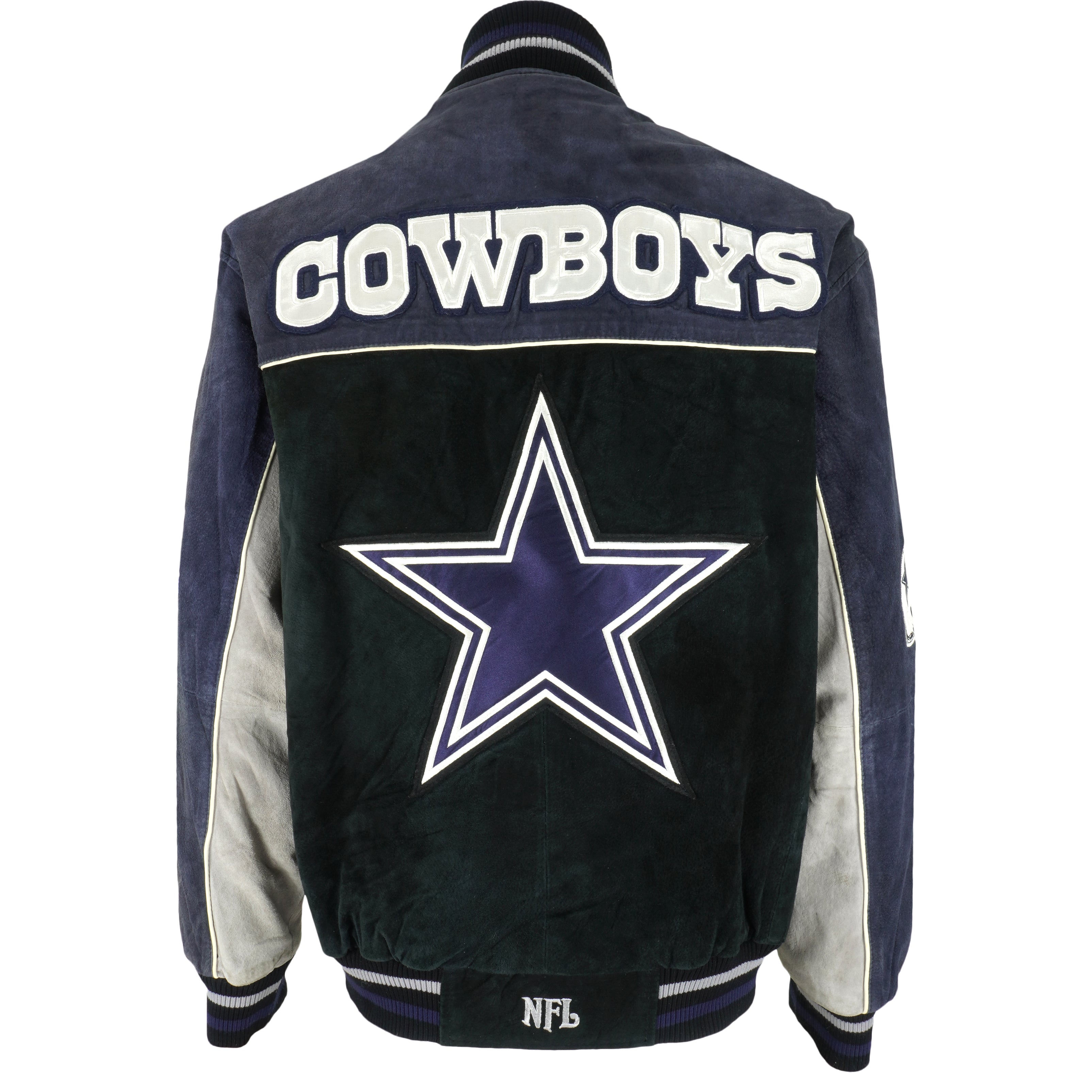NFL - Dallas Cowboys Zip-Up Suede Jacket 1990s Large Vintage Retro Football
