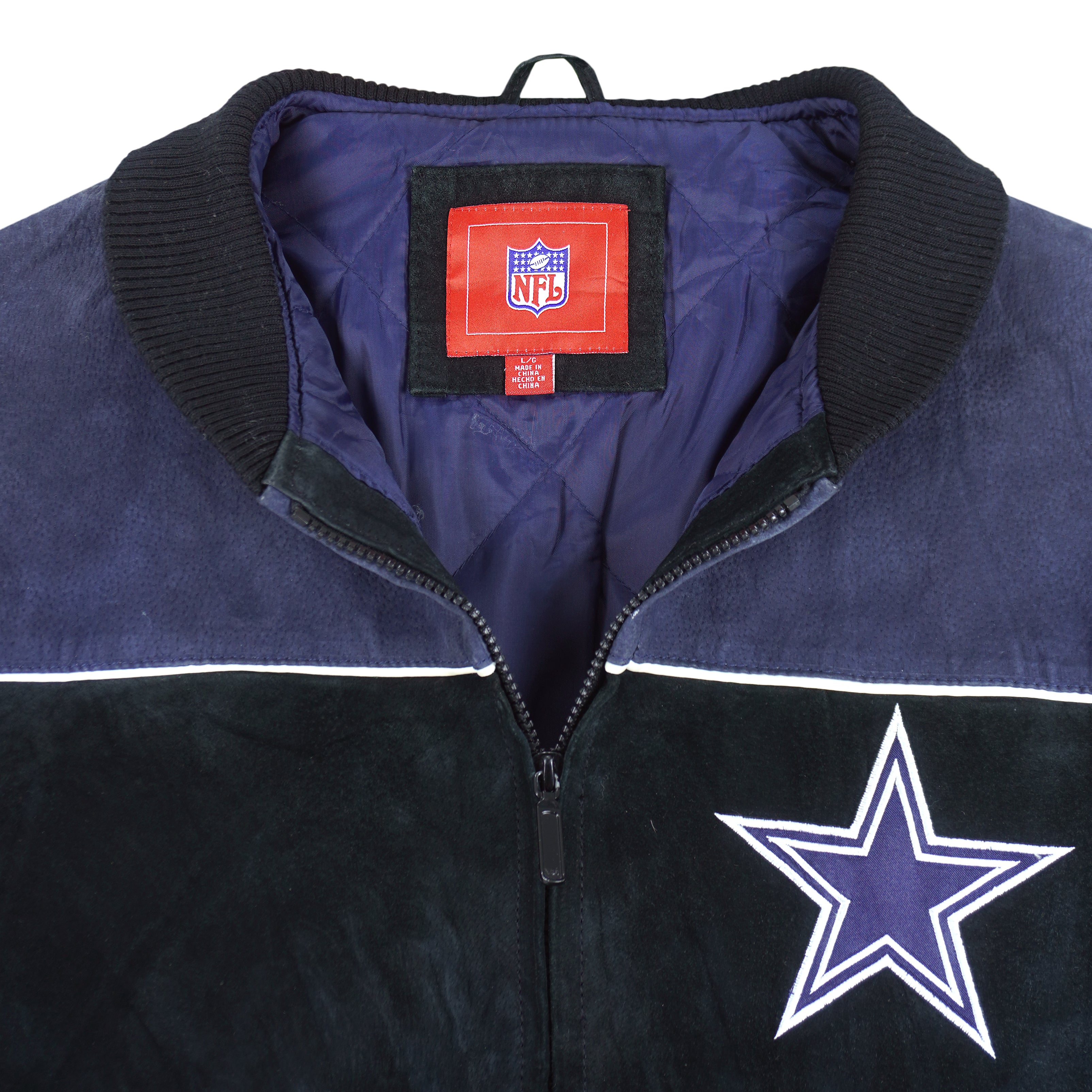 NFL - Dallas Cowboys Zip-Up Suede Jacket 1990s Large Vintage Retro Football