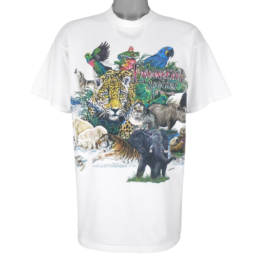 Vintage (Habitat) - Endangered Species Of The World T-Shirt 1990s X-Large Vintage Retro