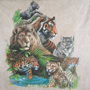 Vintage (Hanes) - Beige Cats and The World T-Shirt 1990s Large Vintage Retro