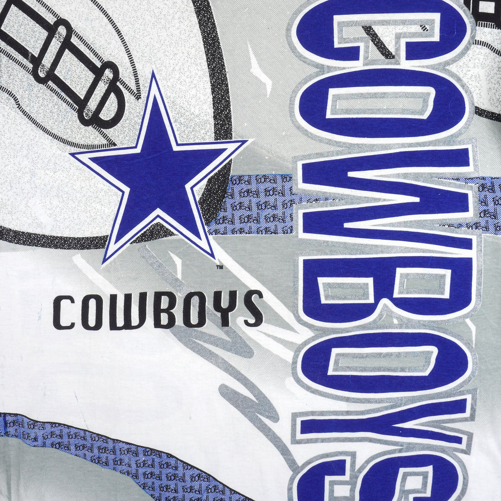 NFL (War Field) - Dallas Cowboys All Over Prints T-Shirt 1995 Large Vintage Retro Football