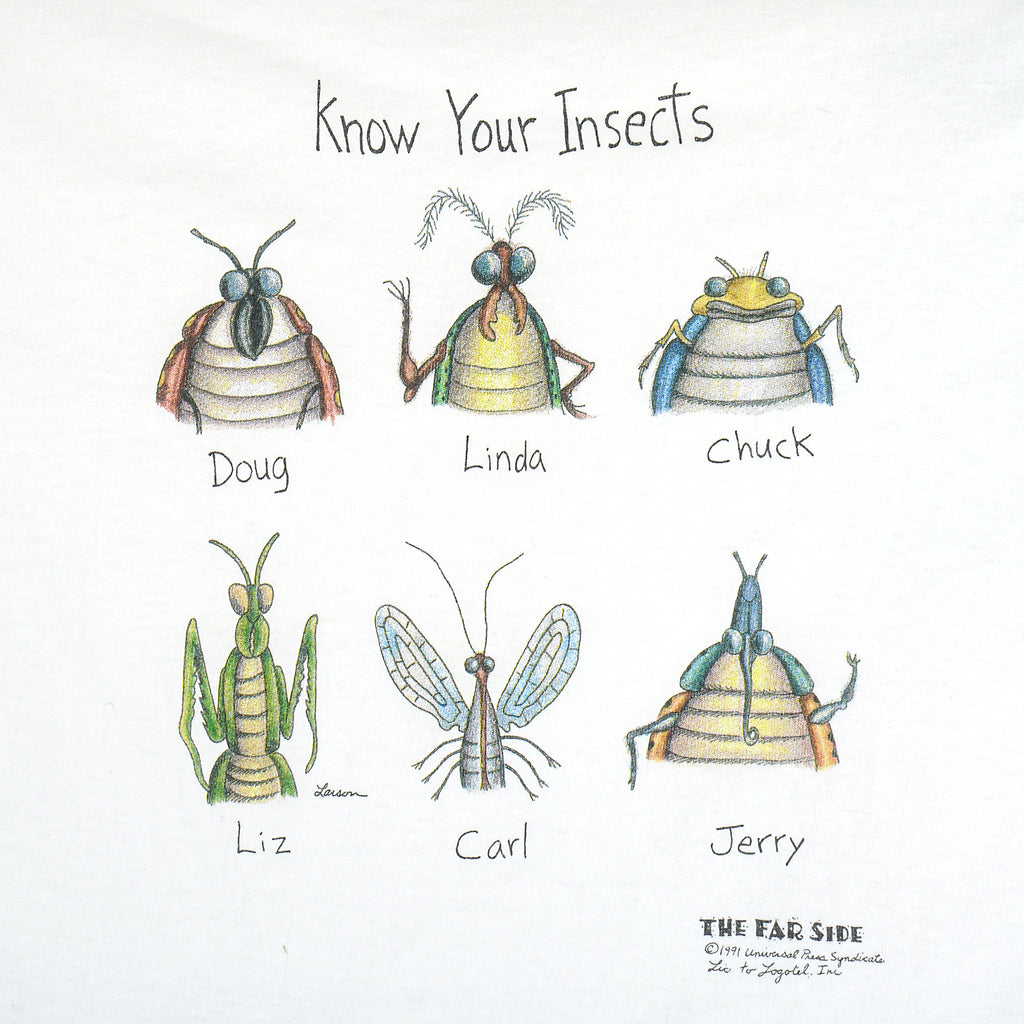 Vintage (The Far Side) - Know Your Insects T-Shirt 1991 X-Large Vintage Retro