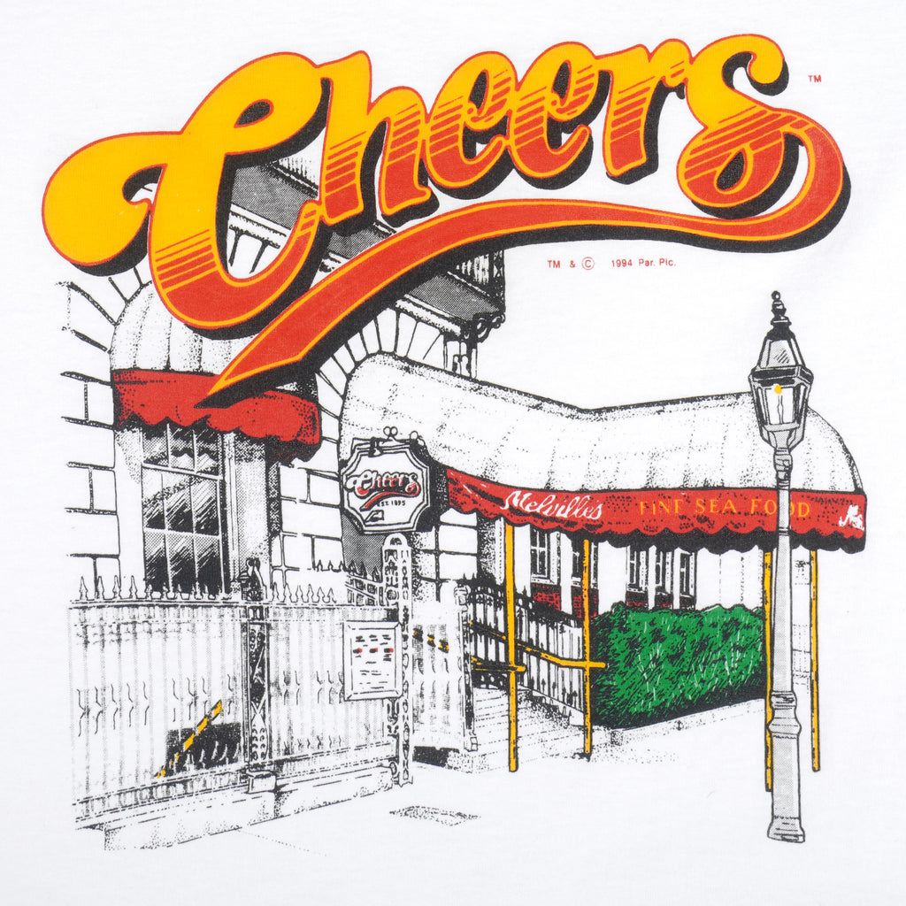 Vintage - White Cheers Boston T-Shirt 1994 Large Vintage Retro