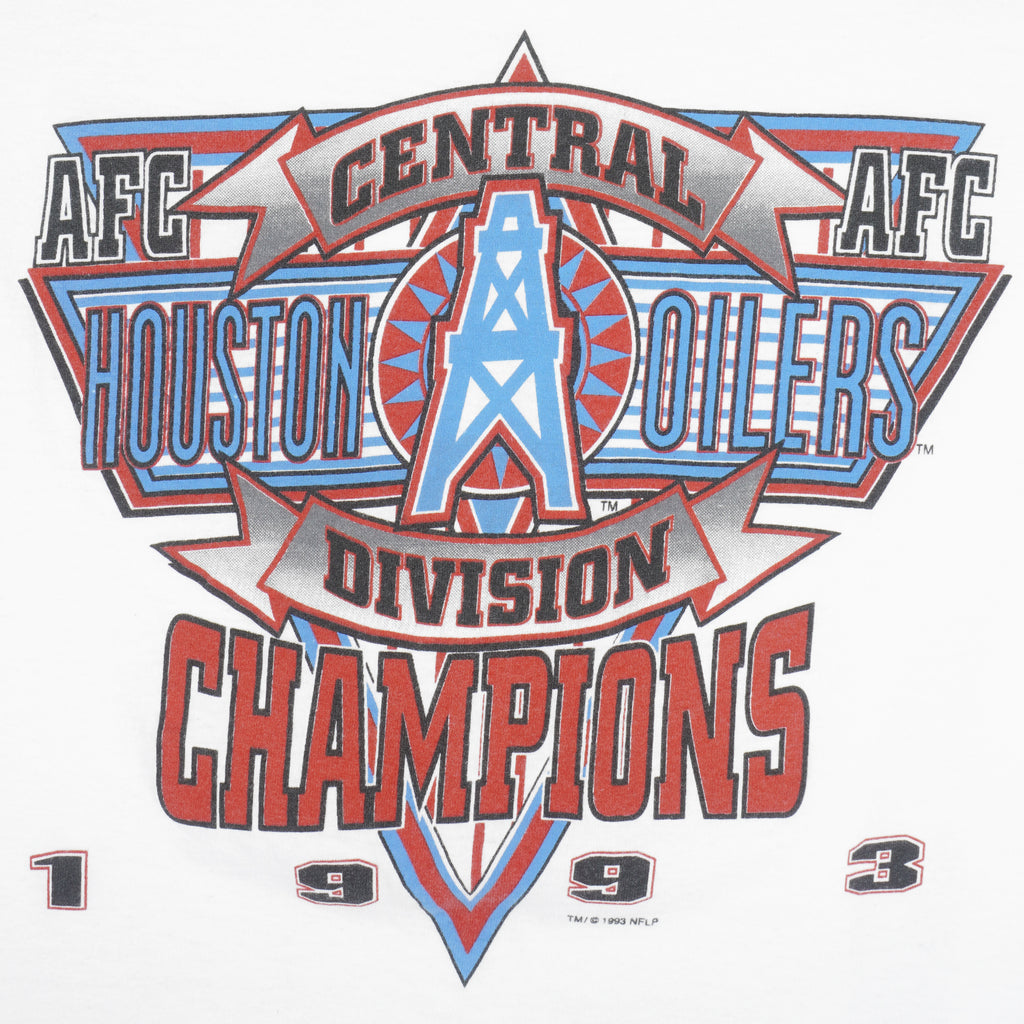NFL (Belton) - Houston Oilers, AFC Champions Spell-Out T-Shirt 1993 Large Vintage Retro Football