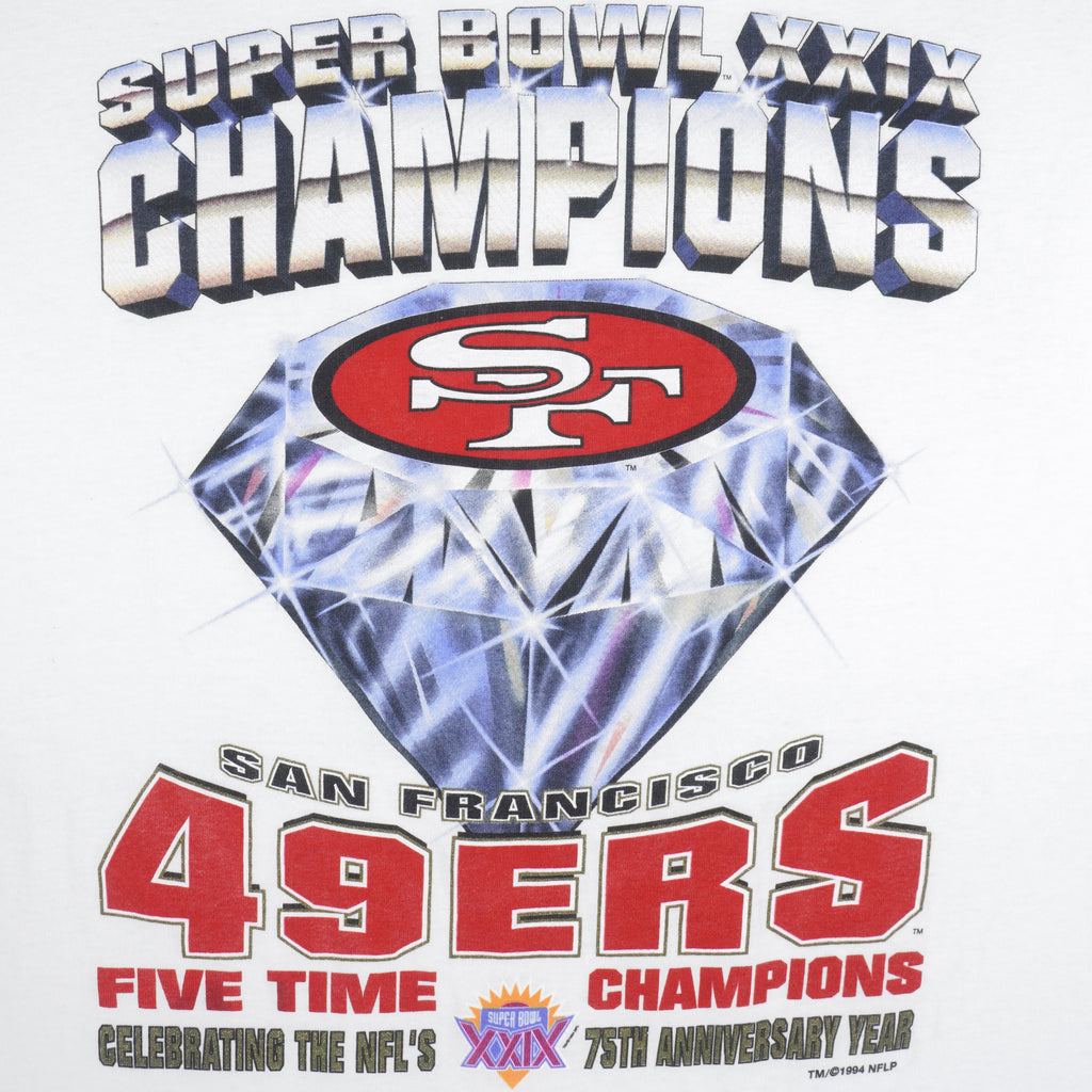 NFL (Tultex) - 49ers Super Bowl 29th Champions T-Shirt 1994 X-Large Vintage Retro Football