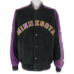 NFL - Minnesota Vikings Zip & Button Suede Jacket 1990s Large Vintage Retro Football