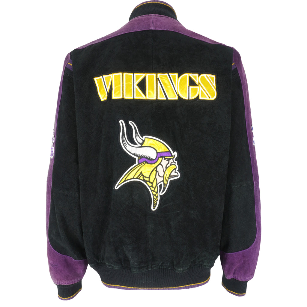 NFL - Minnesota Vikings Zip & Button Suede Jacket 1990s Large Vintage Retro Football