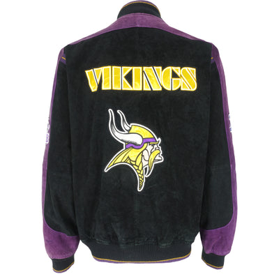 NFL - Minnesota Vikings Zip & Button Suede Jacket 1990s Large