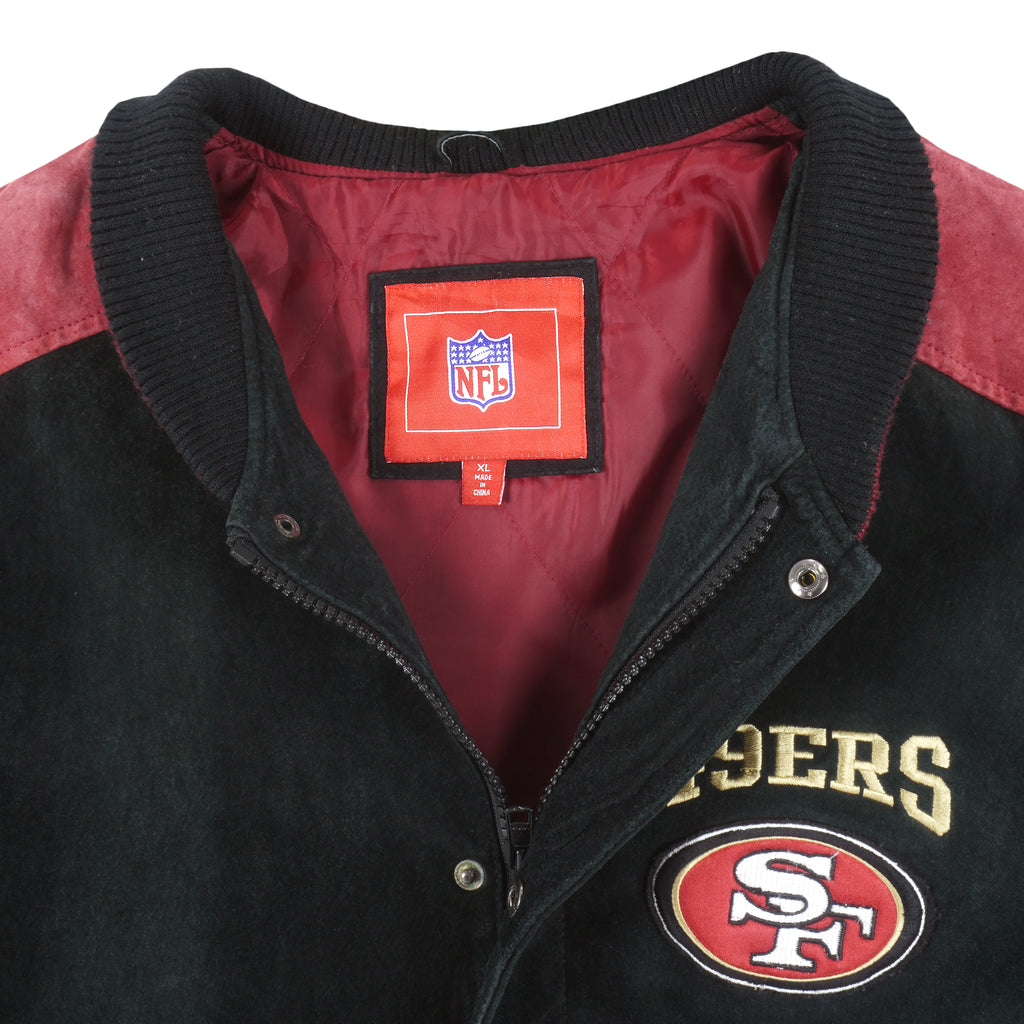 NFL - San Francisco 49ers Zip-Up & Button Suede Jacket 1990s X-Large Vintage Retro Football