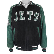 NFL - New York Jets Zip-Up Suede Jacket 1990s Large Vintage Retro Football