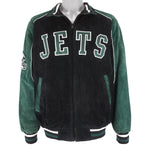 NFL - New York Jets Zip-Up Suede Jacket 1990s Large Vintage Retro Football