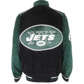 NFL - New York Jets Zip-Up Suede Jacket 1990s Large Vintage Retro Football