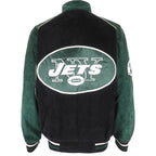 NFL - New York Jets Zip-Up Suede Jacket 1990s Large Vintage Retro Football