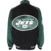 NFL - New York Jets Zip-Up Suede Jacket 1990s Large Vintage Retro Football