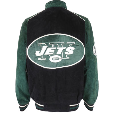 NFL - New York Jets Zip-Up Suede Jacket 1990s Large