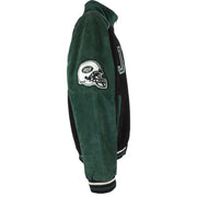NFL - New York Jets Zip-Up Suede Jacket 1990s Large Vintage Retro Football