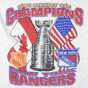 NHL - Grey New York Rangers, Stanley Cup Champions T-Shirt 1990s Large Vintage Retro Hockey