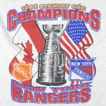 NHL - Grey New York Rangers, Stanley Cup Champions T-Shirt 1990s Large Vintage Retro Hockey