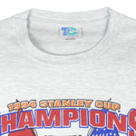 NHL - Grey New York Rangers, Stanley Cup Champions T-Shirt 1990s Large Vintage Retro Hockey