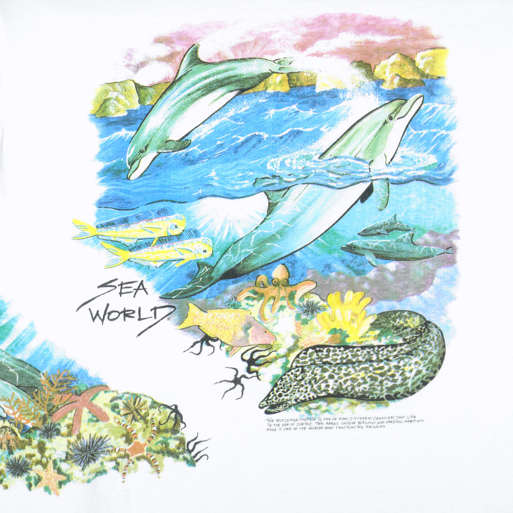 Vintage (Oneita) - White Sea World T-Shirt 1990s Large Vintage Retro