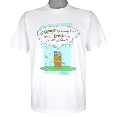 Vintage (HMK) - Of Course I'm Having Fun Golfing Cartoon T-Shirt 1990s Medium