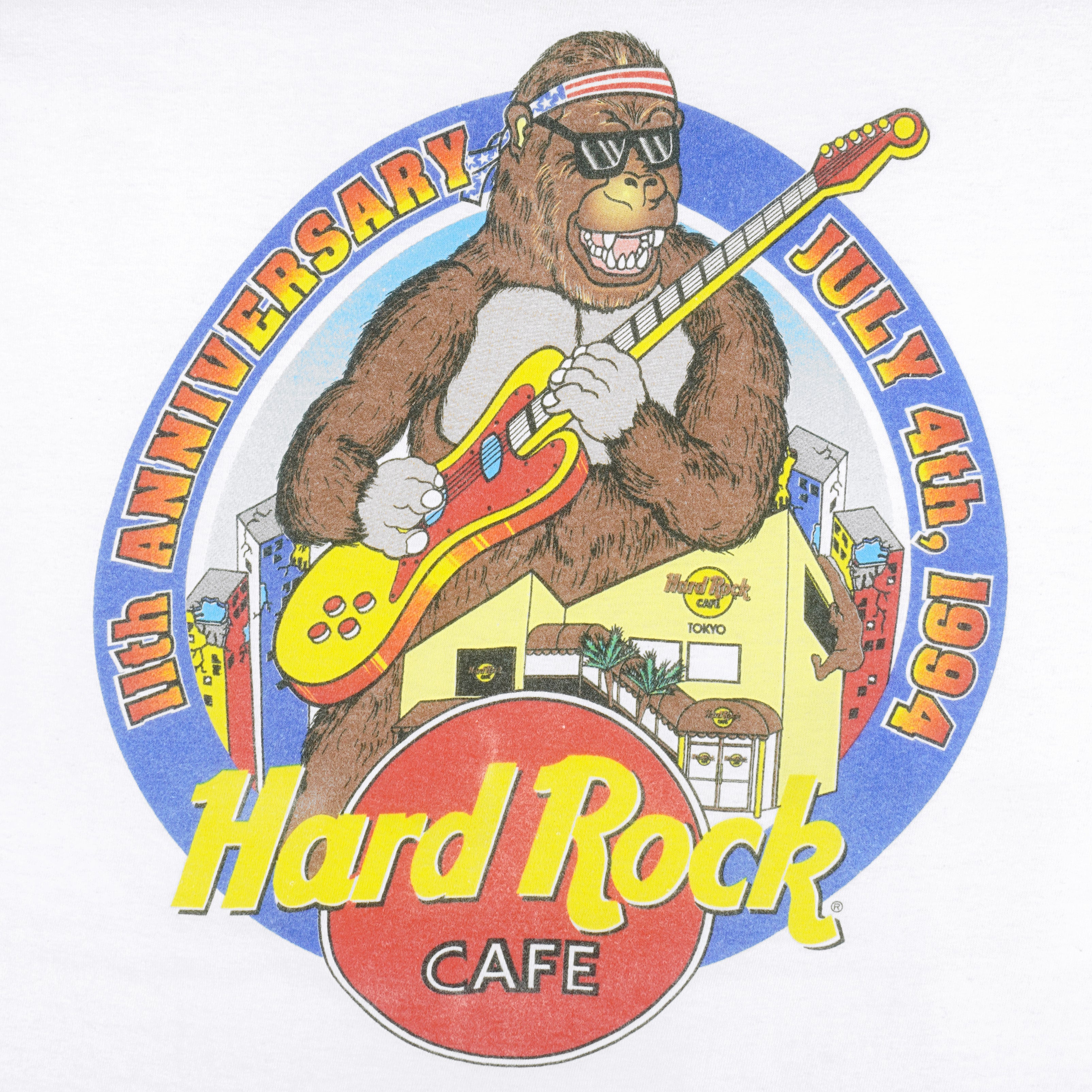 Vintage (Hanes) - Hard Rock Cafe 11th Anniversary, Tokyo T-Shirt 1994 Large Vintage Retro