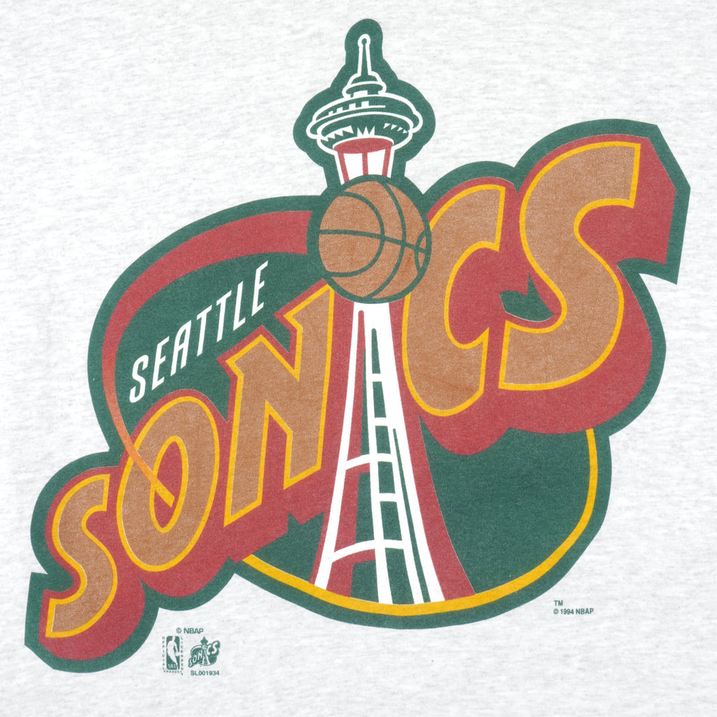 NBA (Salem) - Seattle Sonics Big Logo T-Shirt 1994 X-Large Vintage Retro Basketball