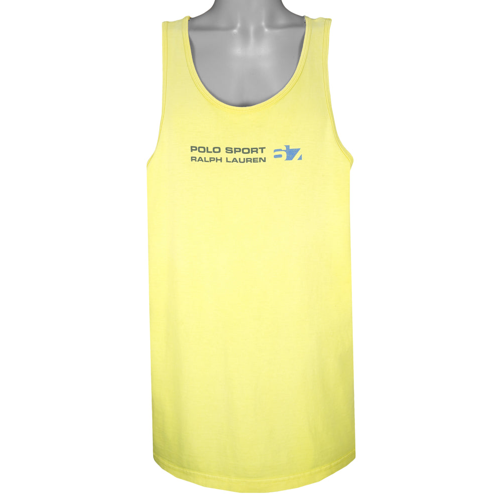 Ralph Lauren - Yellow Polo Sport Sleeveless T-Shirt 1990s Large Vintage Retro