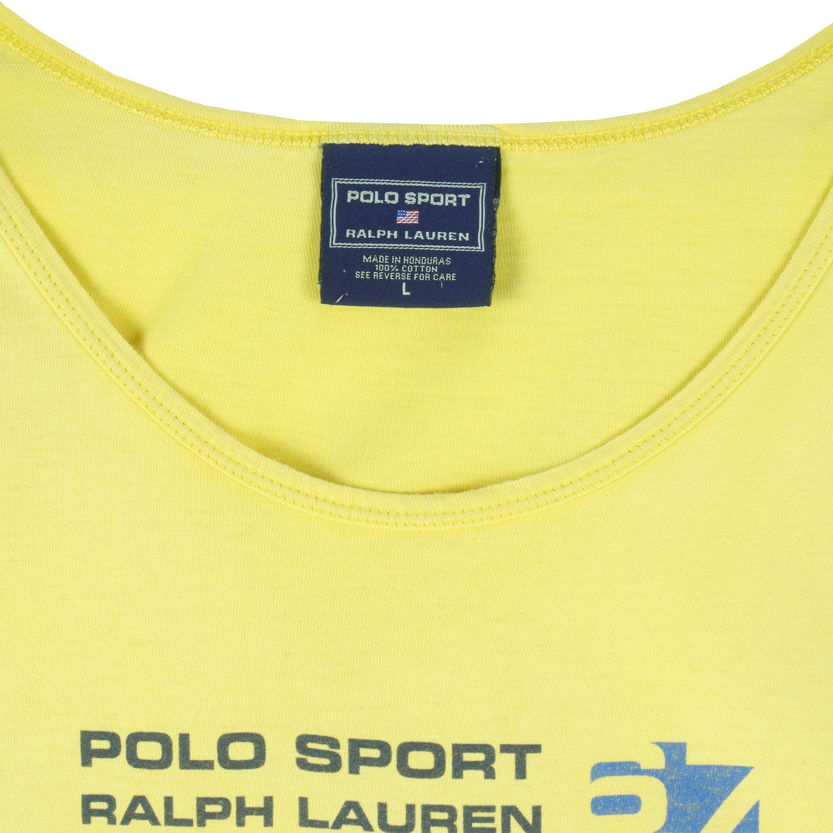 Ralph Lauren - Yellow Polo Sport Sleeveless T-Shirt 1990s Large Vintage Retro