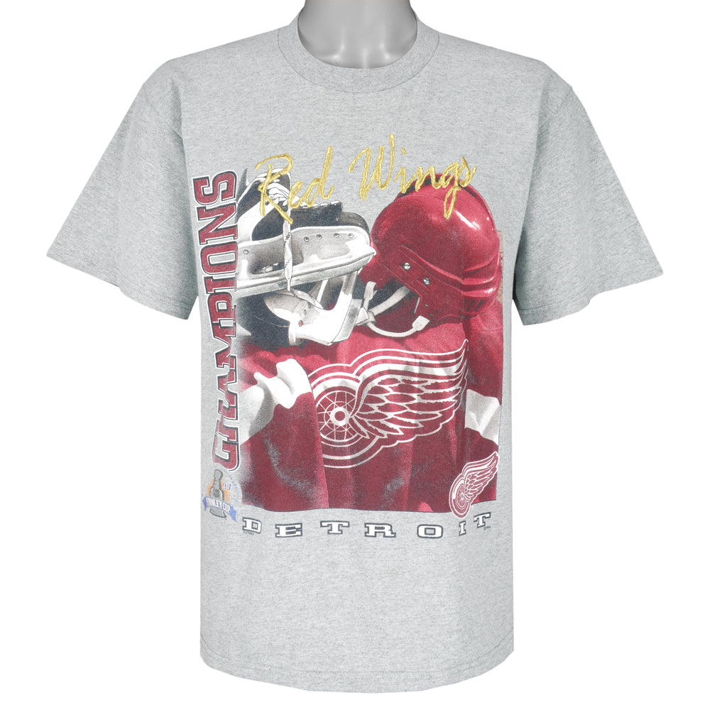 NHL (Lee) - Detroit Red Wings, Stanley Cup T-Shirt 1997 Large Vintage Retro Hockey