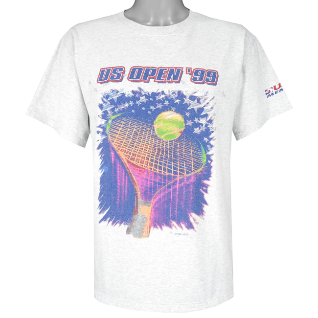 ウェア 1996 US OPEN tennis T shirt size L US Open Shirt 1996 Vintage Tennis Ball USTA Country Flags Huge