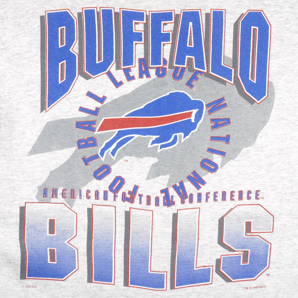 NFL - Grey Buffalo Bills Big Spell-Out T-Shirt 1992 X-Large Vintage Retro Football