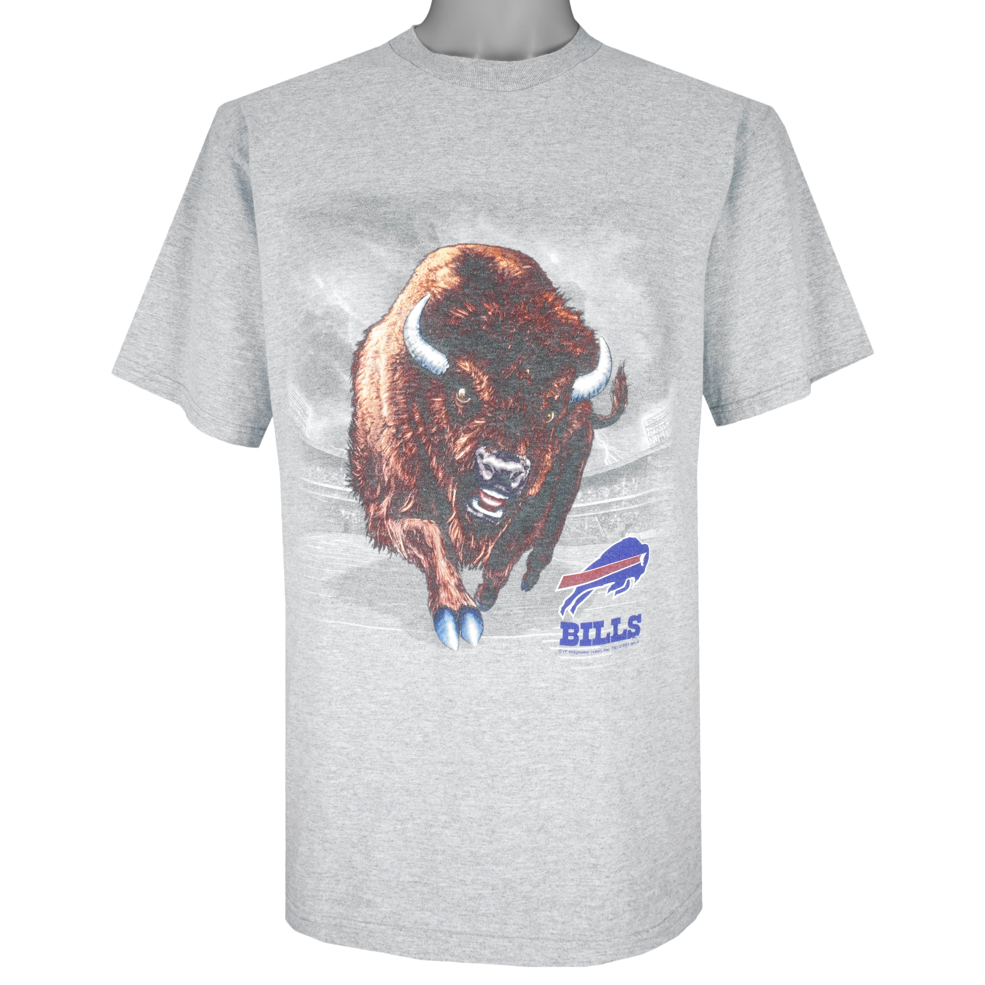 NFL - Grey Buffalo Bills Big Logo T-Shirt 2001 Medium Vintage Retro Football