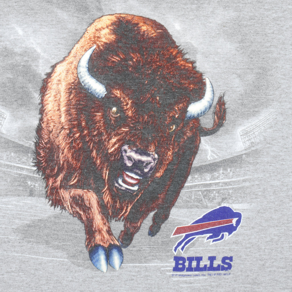NFL - Grey Buffalo Bills Big Logo T-Shirt 2001 Medium Vintage Retro Football