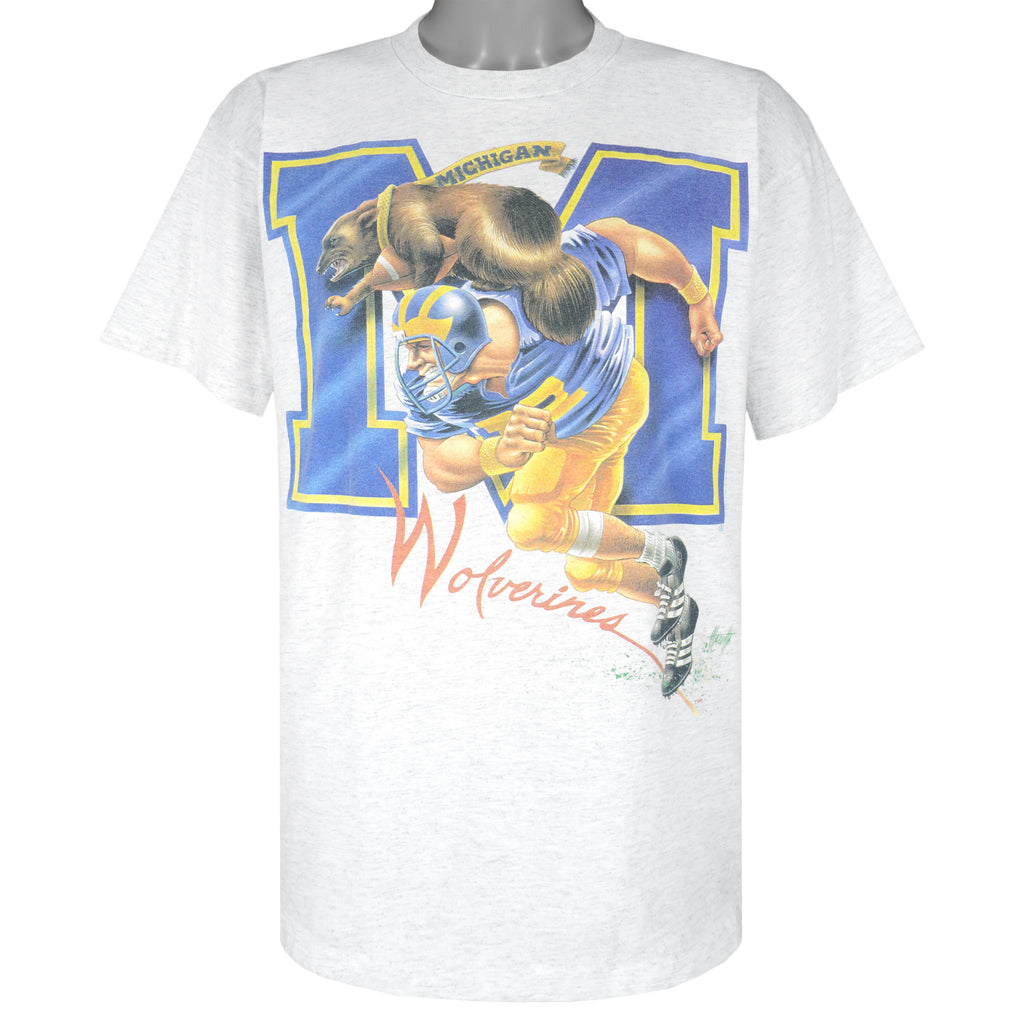 NCAA - Michigan Wolverines Big Logo T-Shirt 1990s X-Large Vintage Retro College